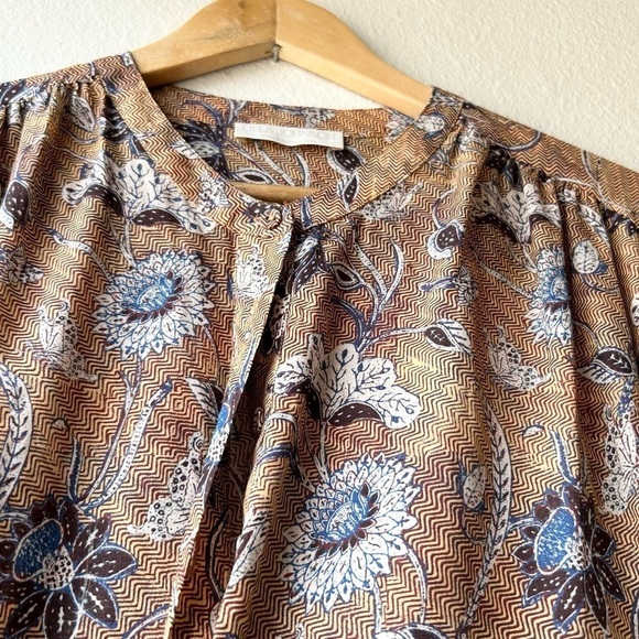 ULLA JOHNSON Agadir Floral Batiste Belted Coverup Midi Dress Brown Blue Sz M - Picture 9 of 16